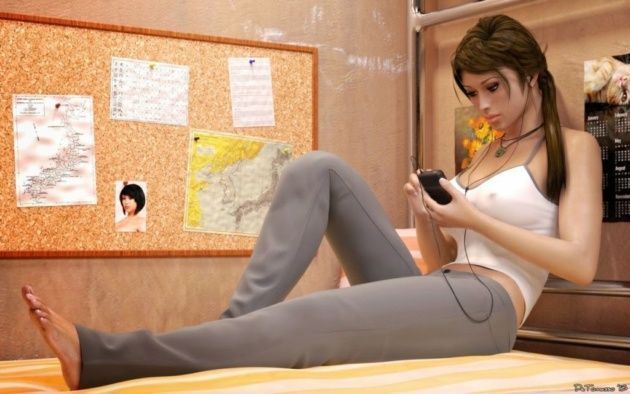Tomb Raider - Lara Croft sozinha se masturbando gostoso